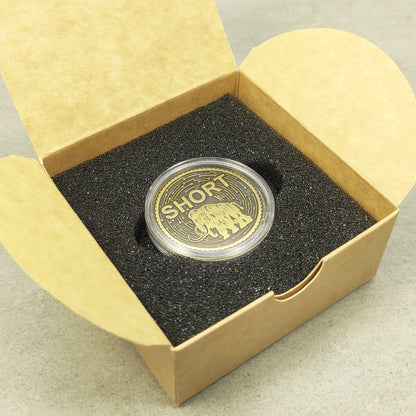 Custom brass souvenir coin for decision making in a luxury gift packaging for men and women.