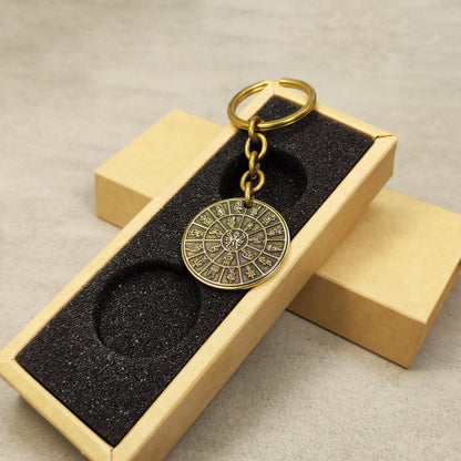 Brass Coin Keychain "Mandala High Elves Pantheon (Kaday)" with Personalization
