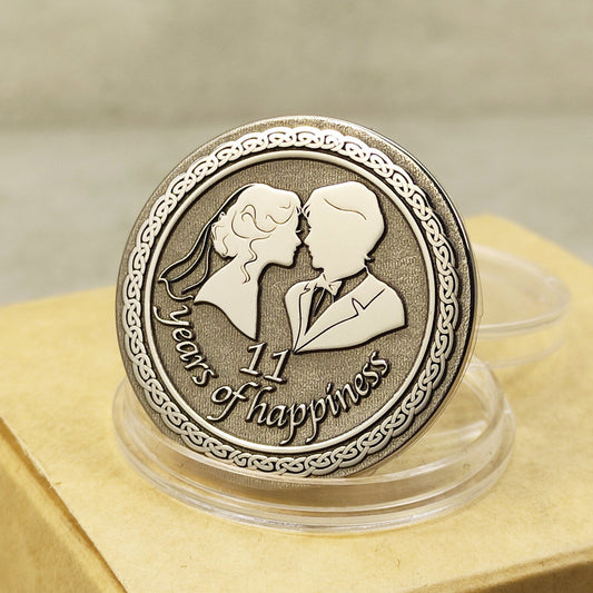 Steel Gift Coin for 11th Wedding Anniversary - Personalized Steel Wedding Keepsake