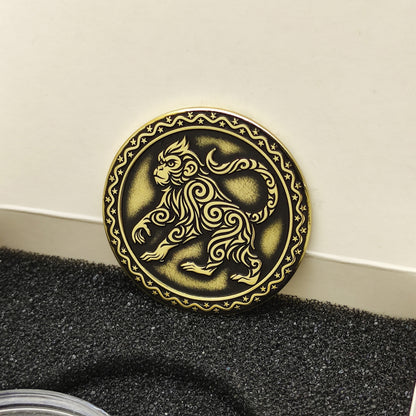 Exclusive Brass Coin "Year of the Monkey" – Chinese Zodiac Symbol of Luck and Wisdom, Personalized Gift