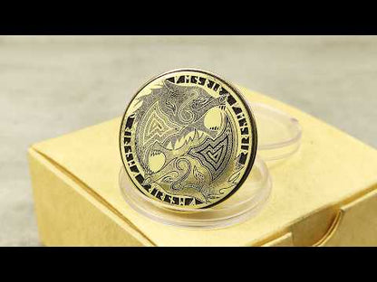Brass "Fenrir Wolf" Coin with Unique Nordic Ornament and Custom Engraving