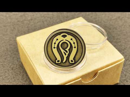 Brass Coin "Horseshoe of Prosperity & Angel Wing" with Custom Personalization