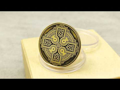 Personalized Brass Coin with Celtic Cross – Unique Custom Gift