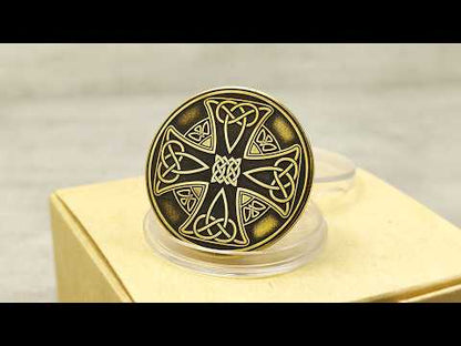 Brass Celtic Cross Coin with Custom Engraving – Personalized Gift Token