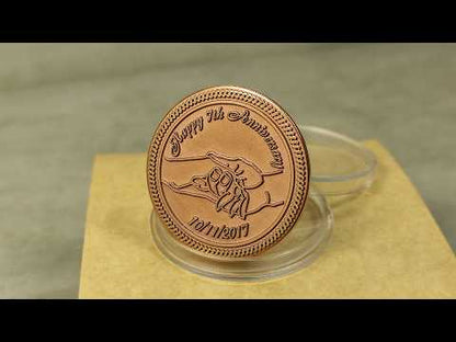 Copper Coin "Happy 7th Anniversary" — Personalized 7th Wedding Anniversary Gift