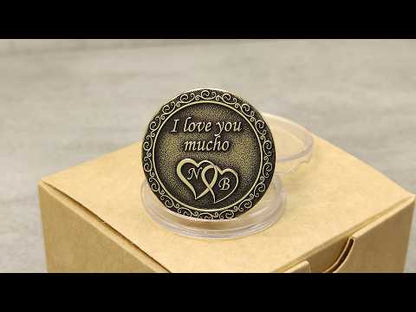 Brass Love Coin with Engraving – Personalized Gift for Couples, Anniversary or Valentine’s Day