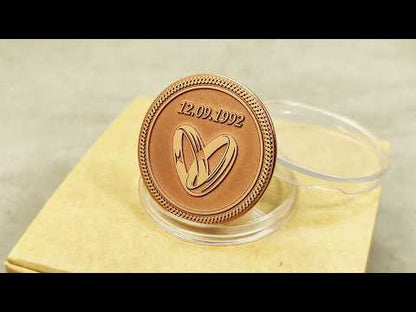 Personalized Copper Coin for Copper or Other Wedding Anniversary — Custom Date & Engraved Gift